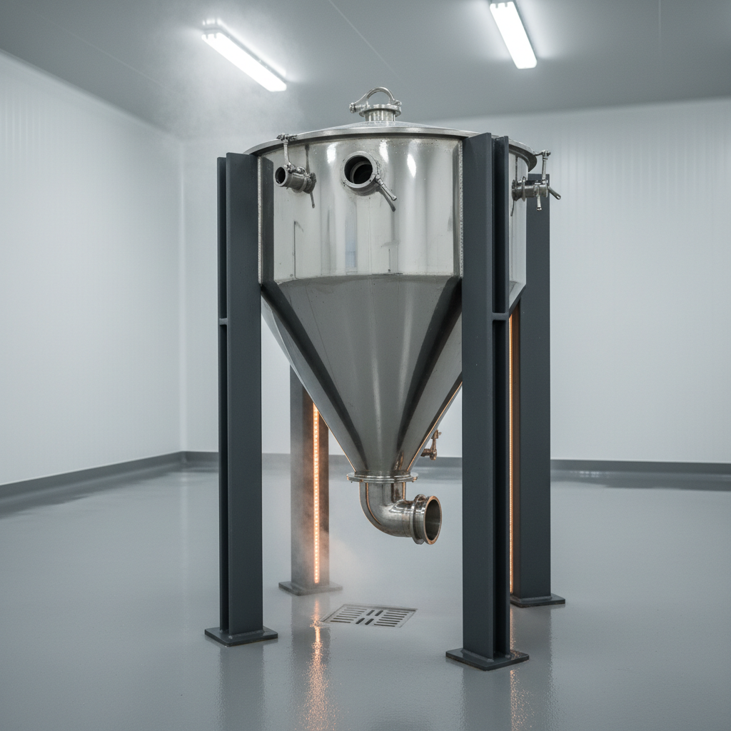 Polished stainless steel sanitary weigh hopper in a food processing plant